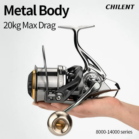 CHILENT big Fishing Reel NAG8000-14000 Metal Body Spool Surf Reel 7Bbs 20KG Max Drag Power Fishing Reel for Saltwater Fishing