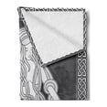 thumbnail image 2 of Mermaid Soft Flannel Fleece Throw Blanket, Retro Art Illustration of a Girl Brushing Hair and Border Celtic Patterns, Cozy Plush for Indoor and Outdoor Use, 60" x 80", Brown White, by Ambesonne, 2 of 5