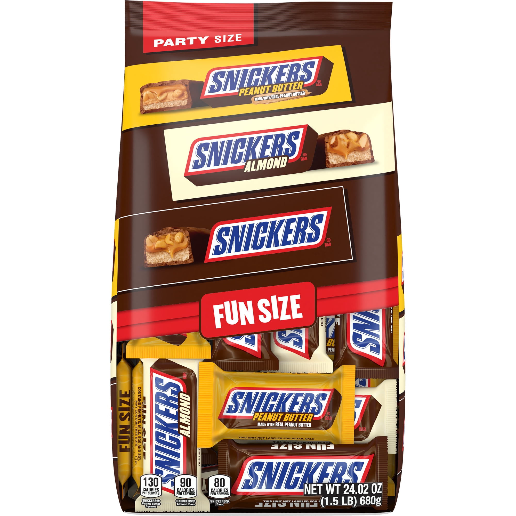 Snickers Fun Size Football Chocolate Bars Variety Pack, Party Size, 24.02 oz Candy Bag
