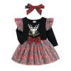 

Floral Overall Dress Girls Toddler Baby Kids Girls Christmas Deer Letters Prints Tulle Mesh Dress Princess Cloths Pleated Dress