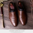 thumbnail image 5 of Xfvqtps Mens Dress Shoes British Style Wrinkle Design Pointy Toe Slip on Metal Fashion Classic Formal Business Casual Leather Shoes Brown, 5 of 9