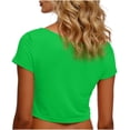 thumbnail image 5 of Craaazy T-Shirt d'Été Décontracté pour Femmes, Coupe Ajustée, Couleur Unie, Col Rond, Manches Courtes - T-Shirt Court en Mélange de Modal, 5 of 5