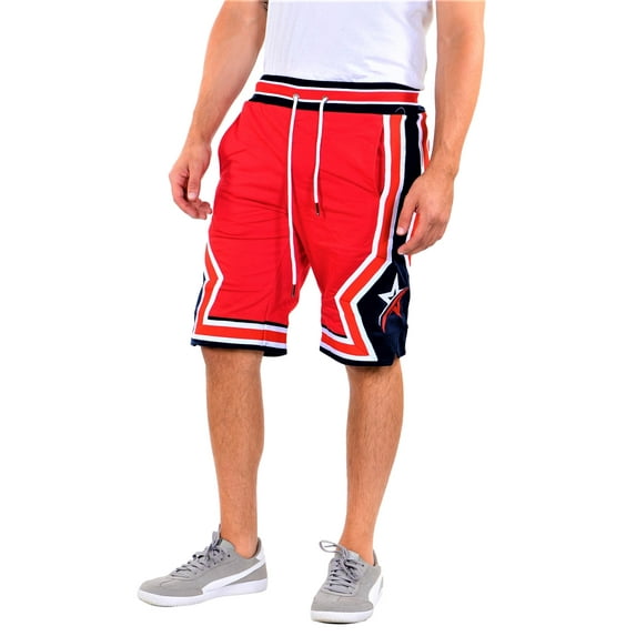 BKYS Men's Star Short Tech Fleece Pants Walk Shorts 2XL Red