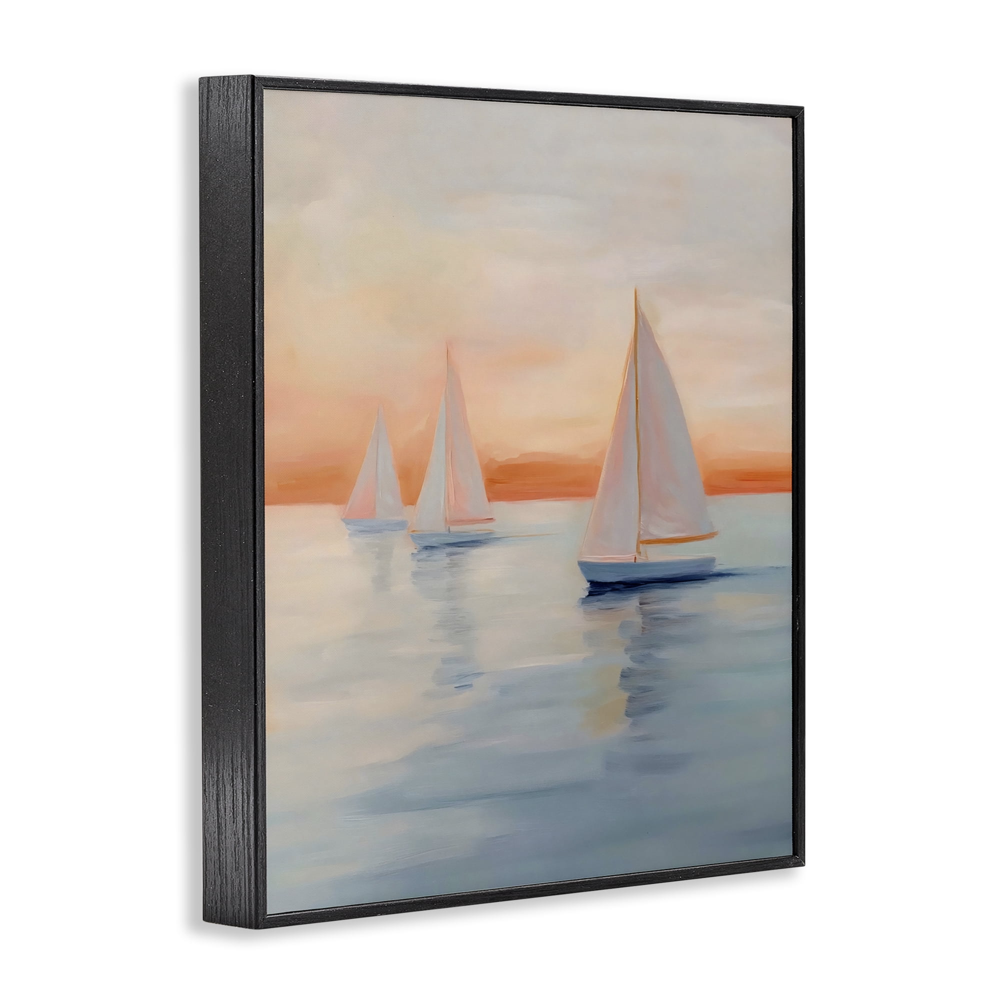 Stupell Industries Sunset Sailboats Over Calm Sea Black Framed Giclee Art, design by Creative Studio