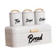 thumbnail image 3 of Caja de pan con botes de cocina y mango de madera, juego de latas de pan resistentes Blanco, 3 of 9