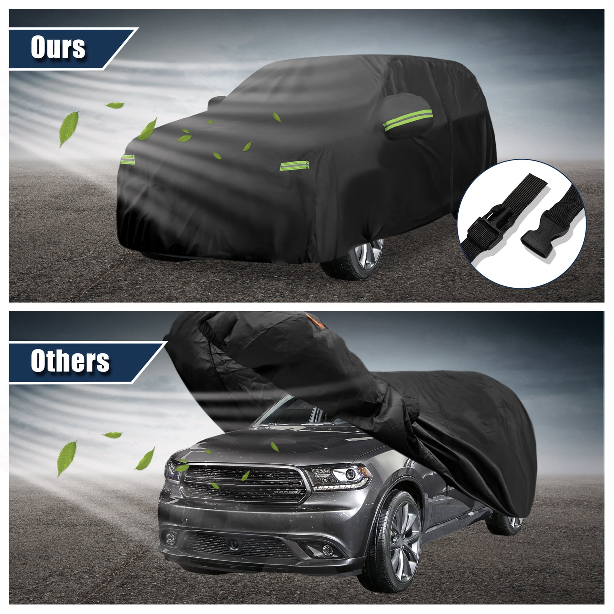 Unique Bargains Waterproof Car Cover for Dodge Durango 2011-2023 Weather Protection Black