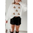 thumbnail image 5 of Women's White Sequin Rodeo Patched Drop Shoulder Long Sleeve Sweatshirt - [ZhiHiMeRi] | 2XL, 5 of 7