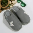 thumbnail image 3 of Memory Foam House Slippers for Women Butterfly Embroidery Cozy Warm Home Indoor Casual Slip on Shoes Grey 8.5, 3 of 7
