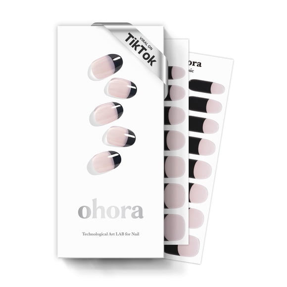 Tiras de gel para uñas Ohora Semicuradas N Chic French Black 30 unidades