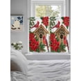 thumbnail image 3 of Christmas Bathroom Window Curtain, Red Cardinal Poinsettia Hut Berry Pine Needles Light Filtering Coffee Kitchen Curtains, Bedroom Living Room Curtains 2 Panel 84"x54", 3 of 6