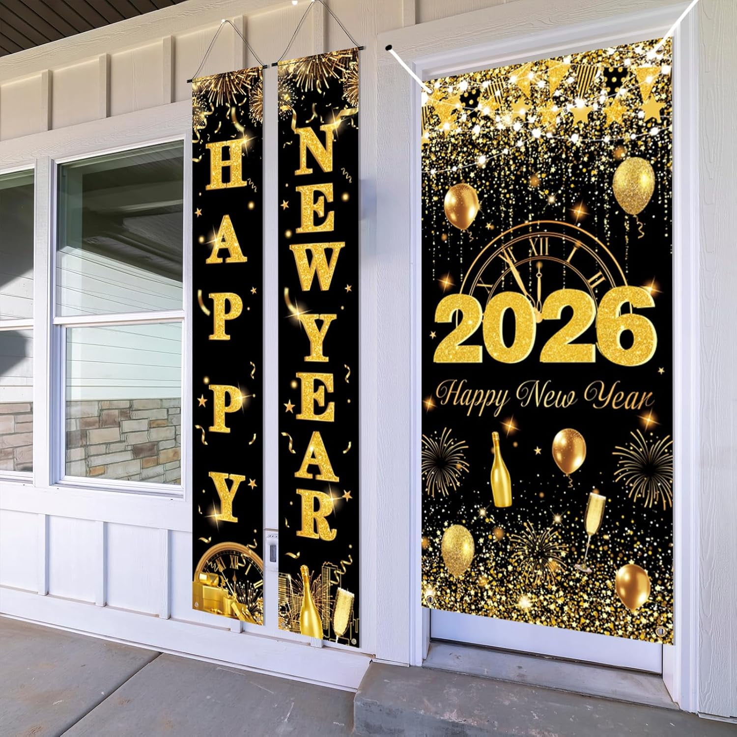 2026 Happy New Year Porch Sign with LED Lights New Years Eve Party