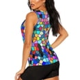 thumbnail image 3 of Balery Colorful Tie Dye Stained Glass 2 Camiseta sin mangas estampada ligera para mujer, tops de entrenamiento sin mangas, camisetas de yoga transpirables de secado rápido.-Small, 3 of 7