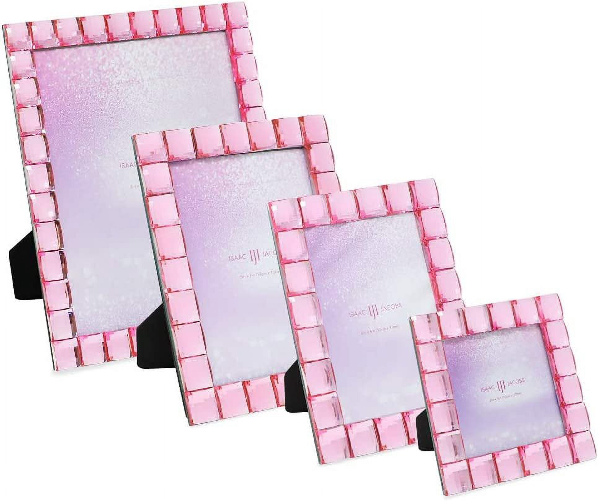 Isaac Jacobs Decorative Sparkling Light Pink Jewel Picture Frame, 4x6, Light Pink