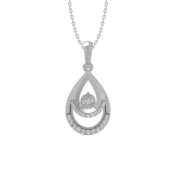 Araiya Fine Jewelry Sterling Silver Diamond Drop Pendant with Cable Chain Necklace 18" (1/10 cttw, I-J Color, I2-I3 Clarity)