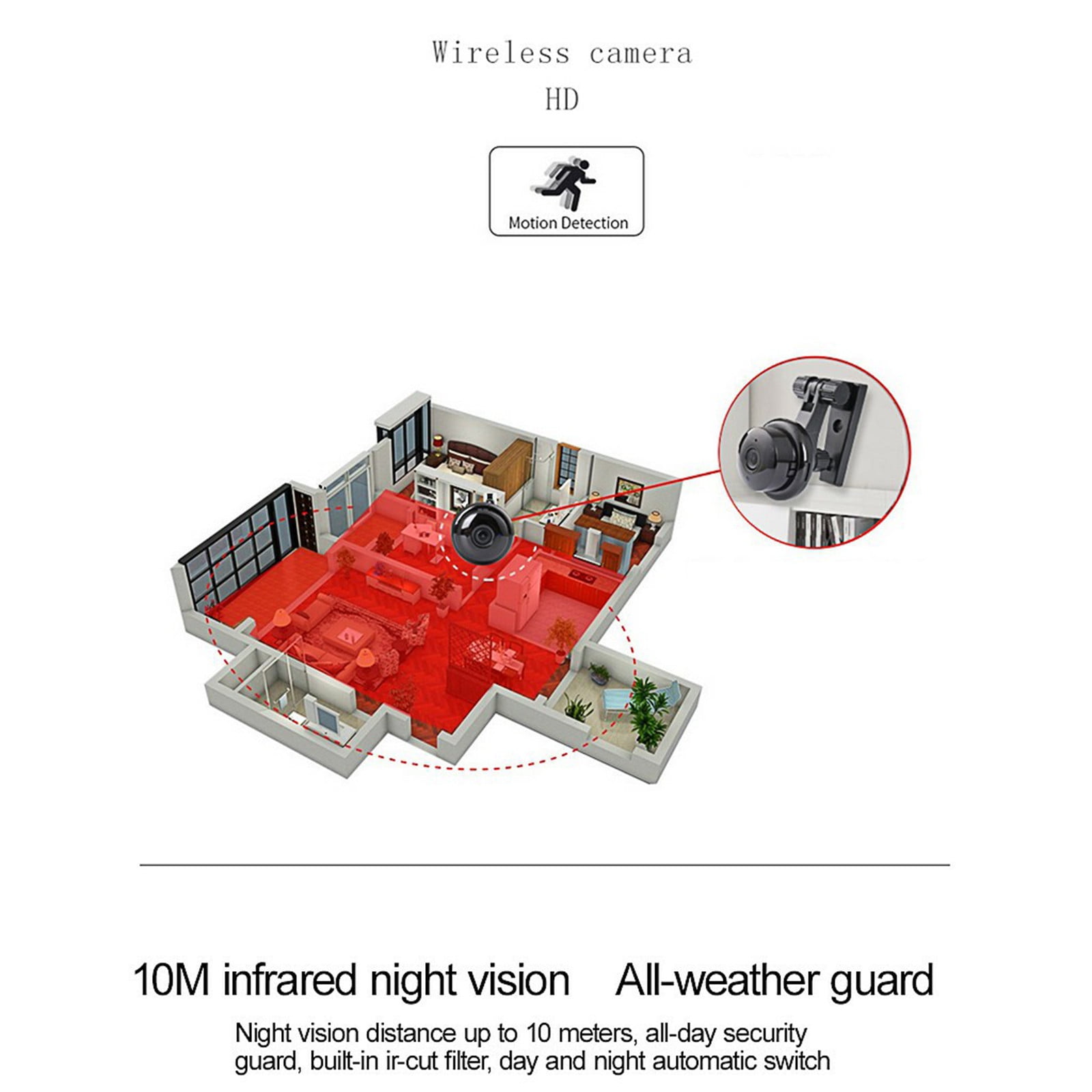 YUNAFFT Home Security Camera, 1080 HD 2 Million Pixels Night Vision Motion Detection APP Real Time Monitoring Baby Inoor Camera for Home Monitoring