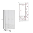 thumbnail image 3 of Tuhome Furniture Sebree Engineered Wood 4-Doors Bedroom Armoire in White, 3 of 5