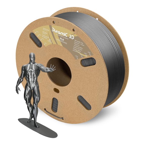 Filamento de impresión 3D DURAMIC 3D PLA de 1,75 mm, bobina plateada de 1 kg