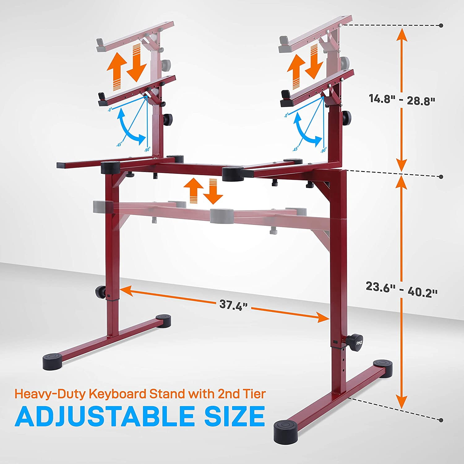 Pyle Heavy-Duty Keyboard Stand - Height Adjustable Music Stand with 2nd Tier