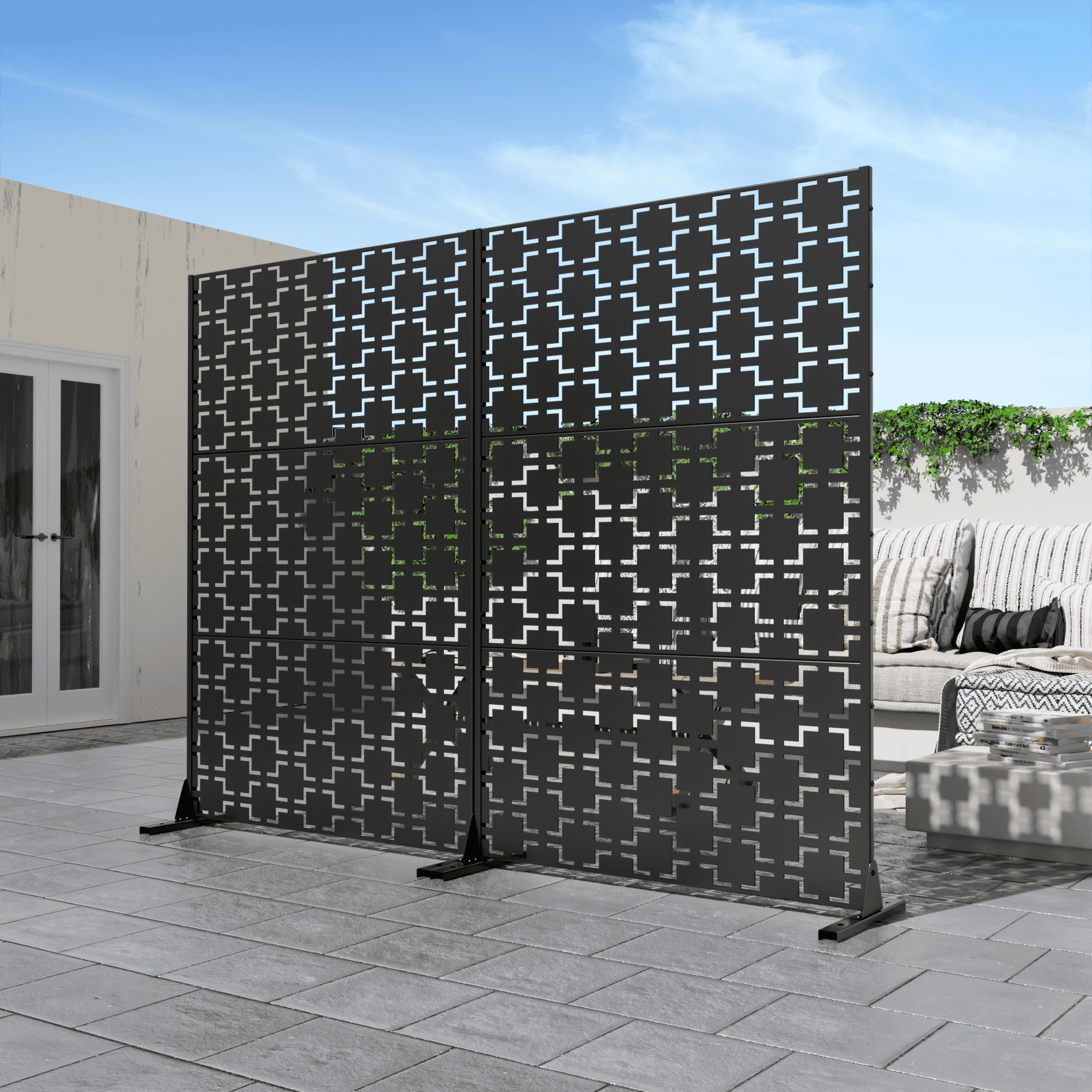 MAYEERTY 72" × 47" Privacy Screen Fence, Heavy Duty Fence Privacy Screen Outdoor, Black