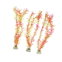 Unique Bargains 3 Pcs Aquarium Plants Decorations Artificial Aquatic Plant Pink Green