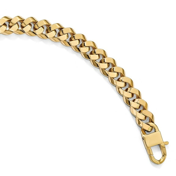 14K Yellow Gold bracelet Men's Curb 8 in 9.5 mm Polished Fancy Link