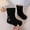 Black, variant on Lutiedan Girls Mid Calf Boots, Faux Suede Lightly Fleece‑Lined Non Slip Shoes Princess Fall Winter Flat Shoes,Black,1