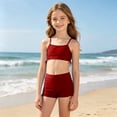 thumbnail image 5 of lnmuld Girls Two Piece Swimsuit with Ruched Drawstring Summer Beach Pool Size:11-12 Years, 5 of 6
