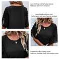 thumbnail image 5 of Women Round Neck Top Half Petal Sleeves Lace Stitching Loose Type Casual T Shirt for Summer Black XXL, 5 of 6