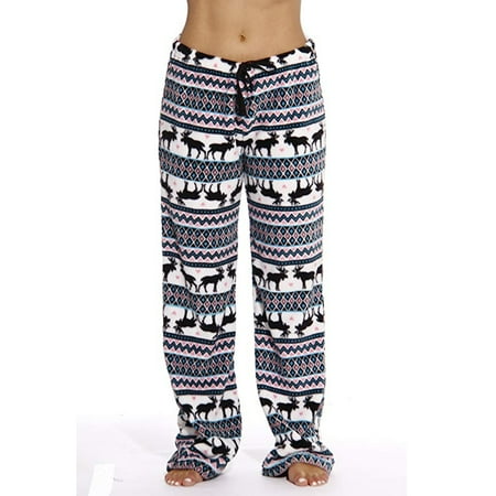 

Herdignity Xmas Women Men Pajama Pants Long Reindeer Heart Printed Loose Sleepwear Bottoms Trousers