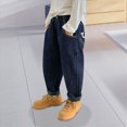 thumbnail image 5 of Cdudpw Boy's Kids Baggy Jeans Elastic Waist Pull On Denim Pants Winter Straight Wide Leg, 5 of 6