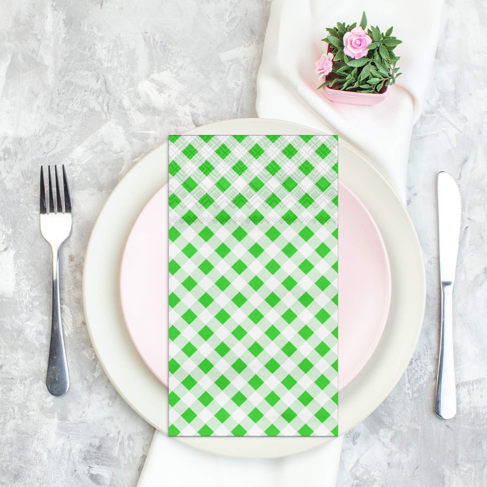 DYLIVeS 80 Count Guest Napkins Green Napkins Buffalo plaid Napkins Disposable Towels Gingham Napkins 3 Ply Disposable Paper Dinner Napkins Yellow and White Checkered Napkins - image 5 of 7