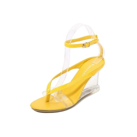 

Lacyhop Ladies Summer Anti Slip Thick Sole Thong Shoes Women Work Casual Crystal Wedges Dress Sandal Lightweight Clip Toe Wedge Sandals
