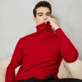 thumbnail image 2 of Suéteres de cuello alto cálidos de lana y algodón para hombre, suéteres casuales de color sólido, suéteres de punto rojos de Año Nuevo y Navidad para otoño e invierno, 2 of 5