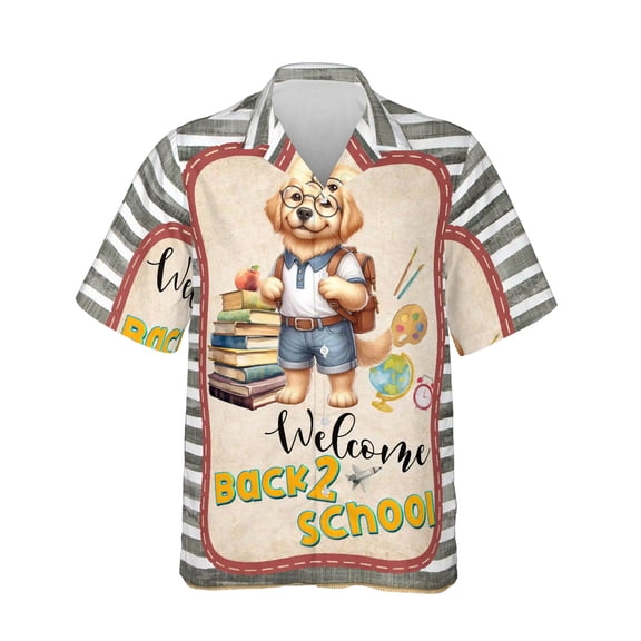 Welcome Golden Retriever Back to School Vintage Retro Hawaiian Shirt Breathable Summer Unisex Merch Goldens Dog Lover Gifts Idea - 02012
