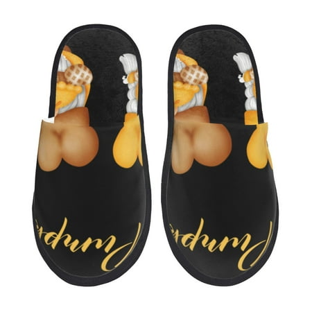 

Tideii Pumpkin Pie Gnome for Home Indoor Cotton Slippers Autumn and Winter EVA Plush Slippers Household Supplies Unisex-Large