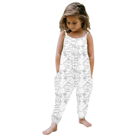 PMVFHDE Fall Jumpsuits for Girl Kid DIY Hand Painted Homewear Jumpsuit Sleeveless Romper Outfits Pants Clothes For Boy And Girl Can Play With And Wear Girls' Jumpsuits & Rompers White,7-8Years
