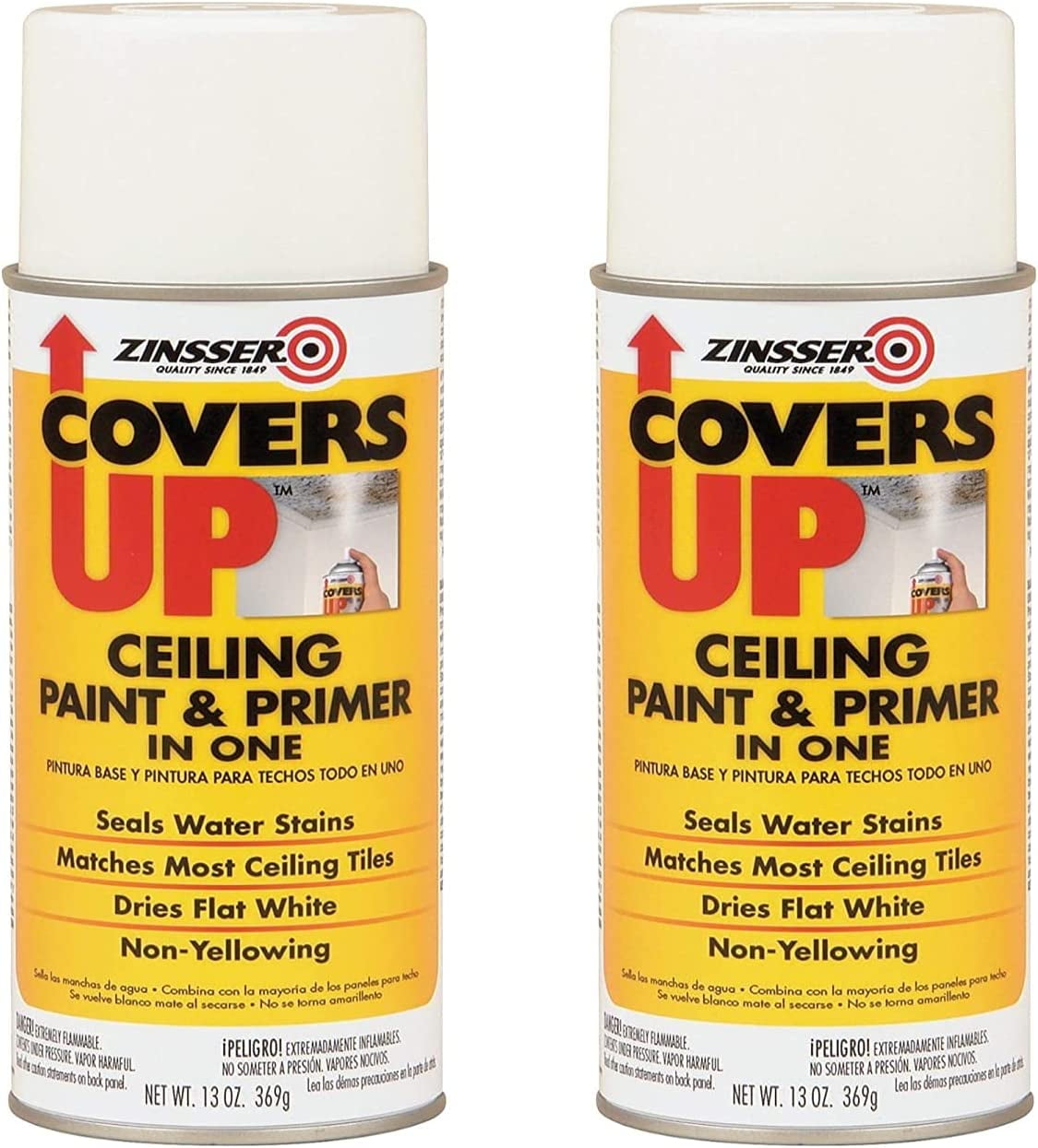 Zinsser ZN-3688-2P Cover Up White Stain Sealing Ceiling Paint,13 Ounce