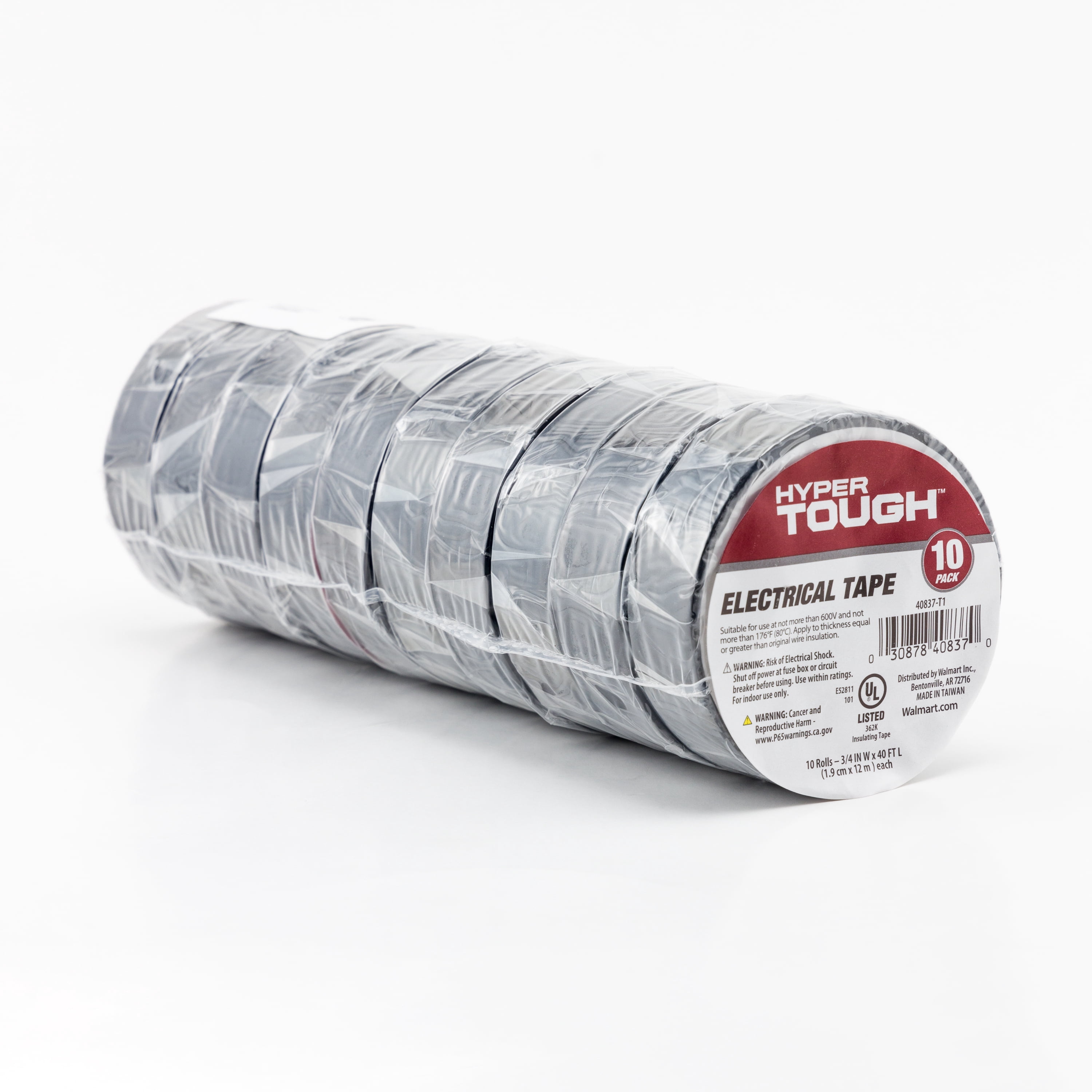 Hyper Tough Electrical Tape, 40ft by 3/4 inches, 1.8lbs, Black, 10 Pack, New