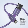 thumbnail image 3 of Powertek USB-A to Lightning Cable, Fast Charging iPhone Charger Cord, Durable Tangle-Resistant Sync Cable, Purple Glitter, 6FT, 3 of 5