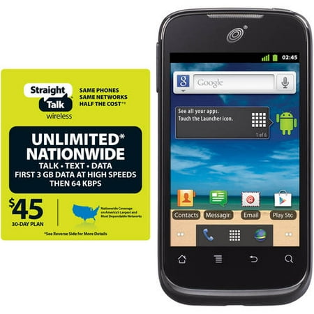 Straight Talk Huawei Ascend II M865C Prepaid Cell Phone with $45 Unlimited Card, Refurbished