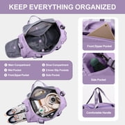 Gynky Travel Duffle Bag Gym Bags with Shoe Compartment Wet Pocket Waterproof for Weekender Overnight Gym Sports Traveling Swimming Yoga Workout, Violet