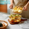 thumbnail image 3 of Small Glass Casserole with Lid, Oven Safe Casserole, Set of 2 (7.8" Square + 8" Round), Microwave Safe Bowl with Lid, Microwave Cookware, 3 of 7
