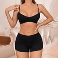 thumbnail image 2 of Gibobby Pijamas para mujer Ropa de dormir sólida para mujer, conjunto de pantalones cortos sin mangas de realce Sexy de dos piezas, traje de dormir(Negro,CH), 2 of 5