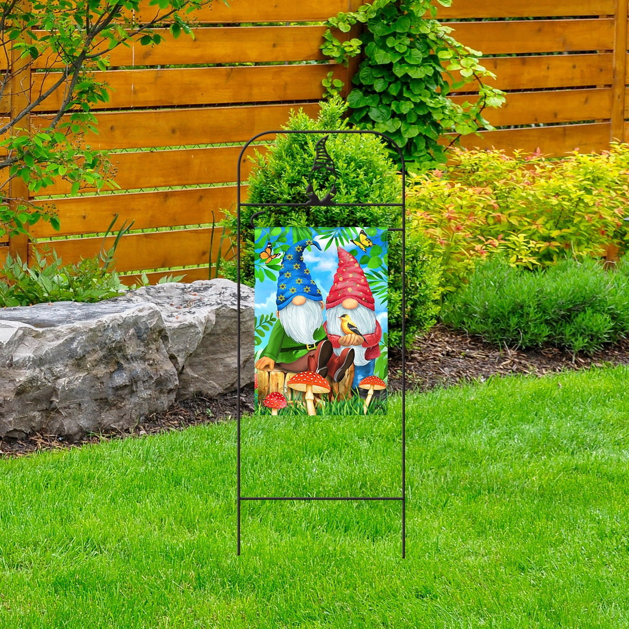Briarwood Lane Everyday Wrought Iron Gnome Garden Flag Arbor 41x15 Garden Flag Decorative Arbor