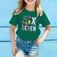 thumbnail image 2 of XAOFW Kids 6 7 T-Shirt Girls Graphic Letter Prints Toddler Youth Short Sleeve Round Neck Soft Breathable Party Night Tops, 2 of 4