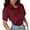 Wine, variant on Lixiuxyad Ladies Button down Blouse Women's Casual Solid Color Shirt With Lapel Short Sleeved Shirt