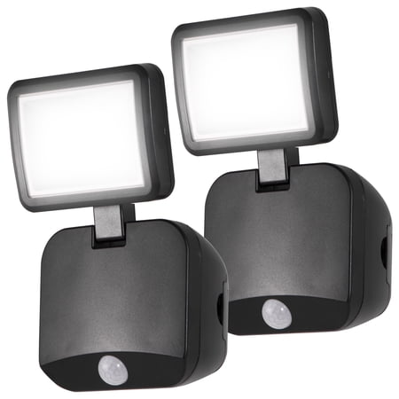 Energizer Outdoor Motion-Activated Single-Head Wireless LED Spotlight  Battery Operated  Black  2 Pack – 58344