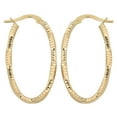thumbnail image 2 of KoolJewelry 14k Yellow Gold 2mm Diamond-cut Oval Hoop Earrings, 2 of 4