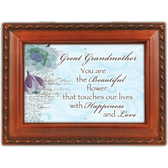 Great Grandmother Cottage Garden Woodgrain Traditional Music Box Plays Wind Beneath My Wings