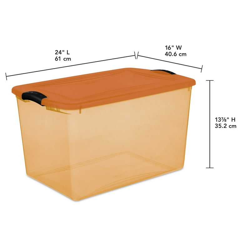 Sterilite Large Storage Bin, 66 Quart Latch Box Plastic Adult With